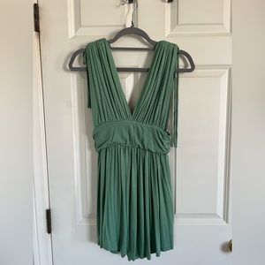 Forever 21 Green plunging shirred mini dress